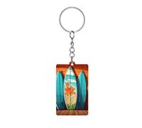 BVKWNTSA Porte-clés avec cadre photo en acrylique sur un seul côté, planche de surf sur bois imprimé, porte-clés personnalisé, idéal pour la décoration de clés, porte-clés comme cadeau