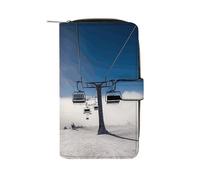 BVKWNTSA Portefeuille à la mode grande capacité Ski Lift at Sunshine en cuir imprimé multifonction pour homme et femme, multi-fentes pour cartes, portefeuille d'affaires décontracté, Remontée