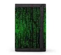 BVKWNTSA Portefeuille à trois volets, élégant et durable avec chiffres verts, multi-cartes, grande capacité et portable, Binaire à chiffres verts, Taille unique
