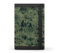 BVKWNTSA Portefeuille à trois volets élégant et durable avec impression camouflage numérique, emplacements pour cartes, grande capacité et portable, Green Army Digital Camouflage, Taille unique