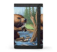 BVKWNTSA Portefeuille à trois volets élégant et durable avec imprimé de castor Busy Beaver, emplacements pour cartes, grande capacité et portable, Dessin animé castor occupé, Taille unique