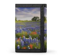 BVKWNTSA Portefeuille à trois volets élégant et durable avec imprimé paysage du Texas Bluebonnets, emplacements pour cartes, grande capacité et portable, Texas Bluebonnets Paysage, Taille unique