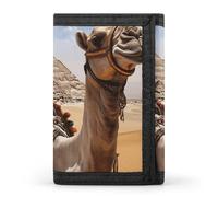 BVKWNTSA Portefeuille à trois volets élégant et durable avec imprimé pyramide camel, emplacements pour cartes, grande capacité et portable, Pyramid Camel, Taille unique