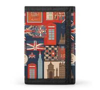 BVKWNTSA Portefeuille à trois volets élégant et durable avec imprimé symboles de l'Angleterre, emplacements pour cartes, grande capacité et portable, Symboles de l'Angleterre, Taille unique