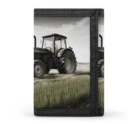 BVKWNTSA Portefeuille à trois volets élégant et durable avec imprimé tracteur agricole, emplacements pour cartes, grande capacité et portable, Tracteur Agriculture Tranquil, Taille unique