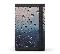 BVKWNTSA Portefeuille à trois volets élégant et durable avec motif gouttes de pluie sur verre imprimé, emplacements pour cartes, grande capacité et portable, Gouttes de pluie sur verre, Taille unique