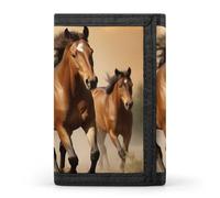 BVKWNTSA Portefeuille à trois volets élégant et durable imprimé chevaux, emplacements pour cartes, grande capacité et portable, Chevaux, Taille unique