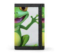 BVKWNTSA Portefeuille à trois volets élégant et durable imprimé grenouille verte, emplacements pour cartes, grande capacité et portable, motif grenouille vert, Taille unique