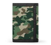 BVKWNTSA Portefeuille à trois volets imprimé camouflage vert élégant et durable, emplacements pour cartes, grande capacité et portable, vert camouflage, Taille unique