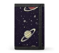 BVKWNTSA Portefeuille à trois volets imprimé planète spatiale élégant et durable, emplacements pour cartes, grande capacité et portable, Motif planète spatiale, Taille unique