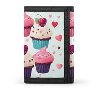 BVKWNTSA Portefeuille élégant et durable à trois volets avec emplacements pour cartes, grande capacité et portable, Cupcake Candy Hearts Sweet, Taille unique