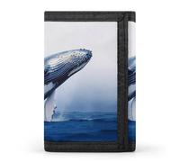 BVKWNTSA Portefeuille élégant et durable à trois volets imprimé baleine bleue océan, emplacements pour cartes, grande capacité et portable, Baleine bleu océan, Taille unique