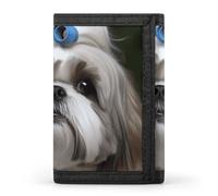 BVKWNTSA Portefeuille élégant et durable avec imprimé chien Shih Tzu à trois volets, emplacements pour cartes, grande capacité et portable, Chien Shih Tzu, Taille unique