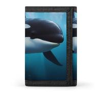 BVKWNTSA Portefeuille élégant et durable imprimé épaulard à trois volets, emplacements pour cartes, grande capacité et portable, Baleine tueuse., Taille unique
