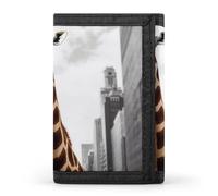 BVKWNTSA Portefeuille élégant et durable imprimé girafe à New York à trois volets, emplacements pour cartes, grande capacité et portable, Girafe à New York, Taille unique