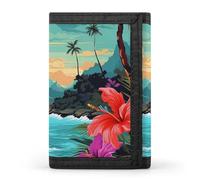 BVKWNTSA Portefeuille élégant et durable imprimé Hello Hawaï à trois volets, emplacements pour cartes, grande capacité et portable, Hello Hawaii, Taille unique