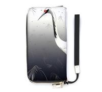 BVKWNTSA Portefeuille en cuir imprimé grue japonaise de grande capacité à la mode vertical, design interne multi-compartiments - répond à vos différents besoins de voyage