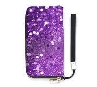 BVKWNTSA Portefeuille tendance en cuir imprimé à paillettes violettes scintillantes de grande capacité, design intérieur multi-compartiments - répond à vos différents besoins de voyage