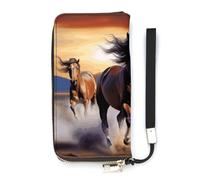 BVKWNTSA Portefeuille tendance en cuir imprimé cheval de course grande capacité vertical, design interne multi-compartiments - répond à vos différents besoins de voyage