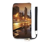 BVKWNTSA Portefeuille tendance en cuir imprimé Chicago de grande capacité vertical, design interne multi-compartiments - répond à vos différents besoins de voyage