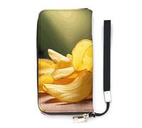 BVKWNTSA Portefeuille tendance en cuir imprimé croustilles de pommes de terre vertical, design interne multi-compartiments - Répond à vos différents besoins de voyage