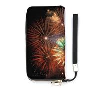 BVKWNTSA Portefeuille tendance en cuir imprimé de feux d'artifice de grande capacité vertical, design interne multi-compartiments - répond à vos différents besoins de voyage
