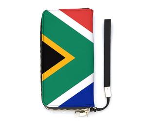 BVKWNTSA Portefeuille tendance en cuir imprimé drapeau de l'Afrique du Sud - Grande capacité - Vertical, plusieurs compartiments intérieurs - Répond à vos différents besoins de voyage