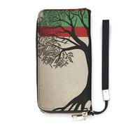 BVKWNTSA Portefeuille tendance en cuir imprimé drapeau palestinien de grande capacité avec motif arbre de vie vertical, plusieurs compartiments intérieurs - Répond à vos différents besoins de voyage