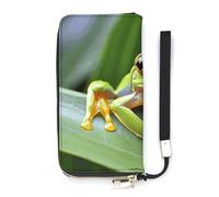 BVKWNTSA Portefeuille tendance en cuir imprimé grenouille arborescente pour bébé vertical, design multi-compartiments internes - répond à vos différents besoins de voyage