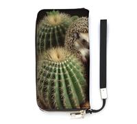 BVKWNTSA Portefeuille tendance en cuir imprimé hérisson cactus grande capacité vertical, design interne multi-compartiments - répond à vos différents besoins de voyage