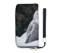 BVKWNTSA Portefeuille tendance en cuir imprimé hibou des neiges de grande capacité vertical, design interne multi-compartiments - répond à vos différents besoins de voyage