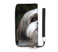 BVKWNTSA Portefeuille tendance en cuir imprimé Shih Tzu de grande capacité avec plusieurs compartiments intérieurs pour répondre à vos différents besoins de voyage