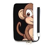 BVKWNTSA Portefeuille tendance en cuir imprimé singe marron grande capacité avec plusieurs compartiments intérieurs pour répondre à vos différents besoins de voyage