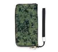 BVKWNTSA Portefeuille tendance en cuir vert de grande capacité avec imprimé camouflage numérique, design à compartiments multiples pour répondre à vos différents besoins de voyage