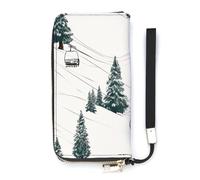 BVKWNTSA Remontée mécanique tendance de grande capacité avec motif sapin imprimé portefeuille en cuir vertical, design multi-compartiments internes pour répondre à vos différents besoins de voyage