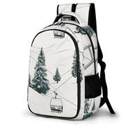 BVKWNTSA Sac à dos de voyage - Remontée mécanique avec sapin imprimé sapin - Sac à dos grande capacité - Convient pour les voyages et le travail