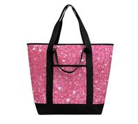 BVKWNTSA Sac à provisions isotherme de grande capacité avec imprimé paillettes rose étincelant - Tissu Oxford imperméable, adapté pour le shopping, les pique-niques et autres scénarios