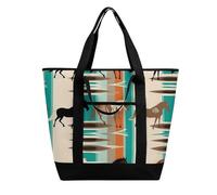 BVKWNTSA Sac à provisions isotherme de grande capacité avec motif à rayures de cheval - Tissu Oxford imperméable, adapté pour le shopping, les pique-niques et autres scénarios