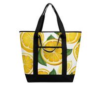 BVKWNTSA Sac à provisions isotherme de grande capacité avec motif citron, tissu Oxford imperméable, adapté pour le shopping, les pique-niques et autres scénarios