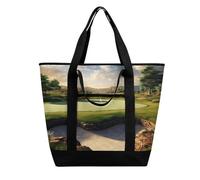 BVKWNTSA Sac à provisions isotherme de grande capacité imprimé sur le terrain de golf - Tissu Oxford imperméable, adapté pour le shopping, les pique-niques et autres scénarios