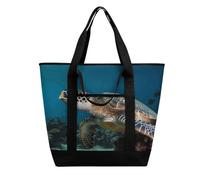 BVKWNTSA Sac de courses isotherme de grande capacité avec imprimé tortue de mer - Tissu Oxford imperméable, adapté pour le shopping, les pique-niques et autres scénarios