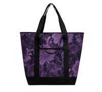 BVKWNTSA Sac de courses isotherme de grande capacité avec imprimé violet - Tissu Oxford imperméable, adapté pour le shopping, les pique-niques et autres scénarios
