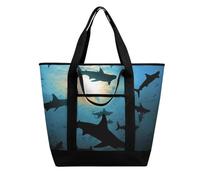 BVKWNTSA Sac de courses isotherme de grande capacité imprimé requins marteaux - Tissu Oxford imperméable, adapté pour le shopping, les pique-niques et autres scénarios