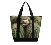 BVKWNTSA Sac de courses isotherme grande capacité imprimé hérisson cactus - Tissu Oxford imperméable, adapté pour le shopping, les pique-niques et autres scénarios