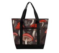 BVKWNTSA Sac de courses isotherme imprimé champignons rouges de grande capacité - Tissu Oxford imperméable, adapté pour le shopping, les pique-niques et autres scénarios