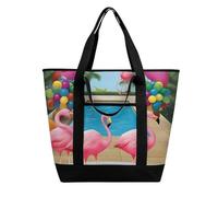 BVKWNTSA Sac de courses isotherme imprimé flamant rose et piscine de grande capacité - Tissu Oxford imperméable, adapté pour le shopping, les pique-niques et autres scénarios