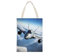 BVKWNTSA Sac fourre-tout en toile imprimée avion volant de grande capacité - Un assistant de shopping durable et élégant