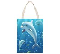BVKWNTSA Sac fourre-tout en toile imprimée dauphin de grande capacité - Un assistant de shopping durable et élégant