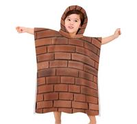BVKWNTSA Serviette de plage pour enfants avec capuche - Texture de mur de briques rouges imprimée douce à capuche - Cadeaux pour enfants