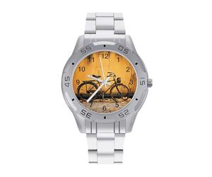 BVKWNTSA Sl usiness Montre à Quartz analogique avec Bracelet en Acier Vieux Rusty Vintage imprimé pour Homme - Élégante Montre à Quartz analogique, légère et Confortable